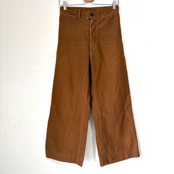 CARON CALLAHAN Stewart Sailor Cotton Wide Leg Pants in Cognac Size 4 - Picture 4 of 15